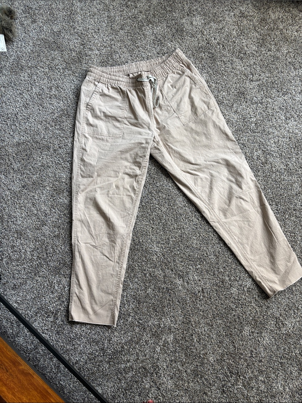 Vuori straight leg rip stop hiking pant with raw edge